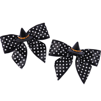 Zac's Alter Ego - Polkadot and witche's hat bow Hair clip - Black
